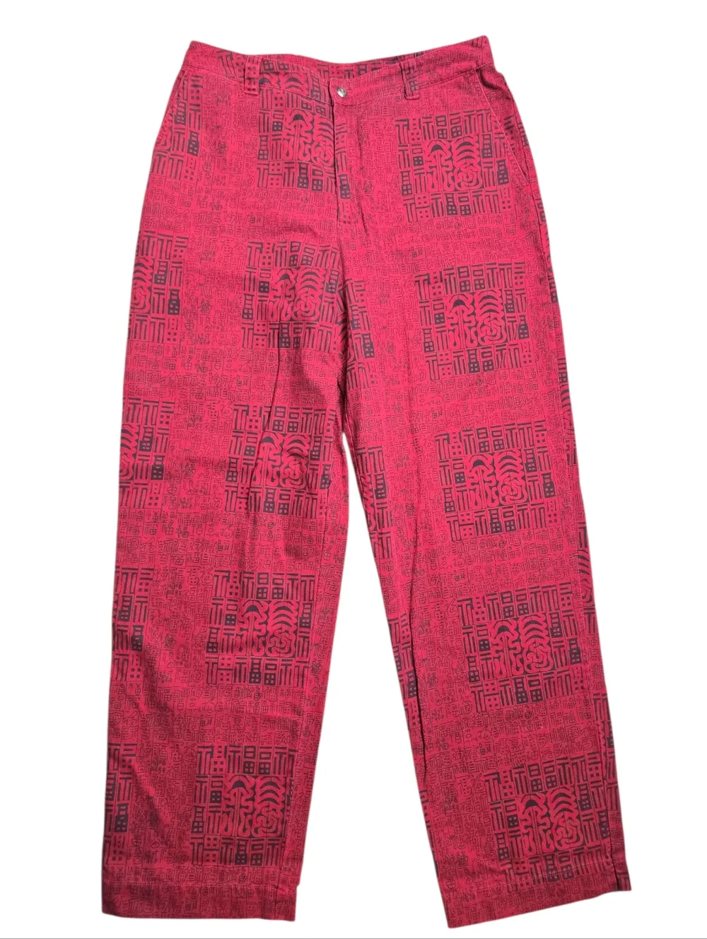 VINTAGE 90s Chico's Tribal‎ Bohemian Straight Leg Pants Size 8/10 Cotton